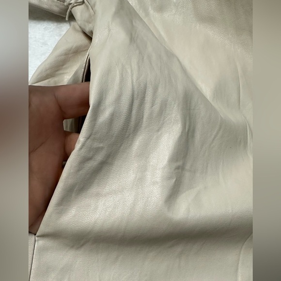 Prologue Cream Faux Leather Puff Poet Sleeve Button Duster Jacket /Dress - Picture 16 of 16